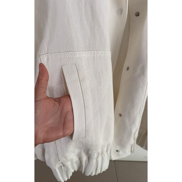 Zara Oversized Linen Blend Bomber Jacket Women Size M Ivory Pockets New - Picture 10 of 14